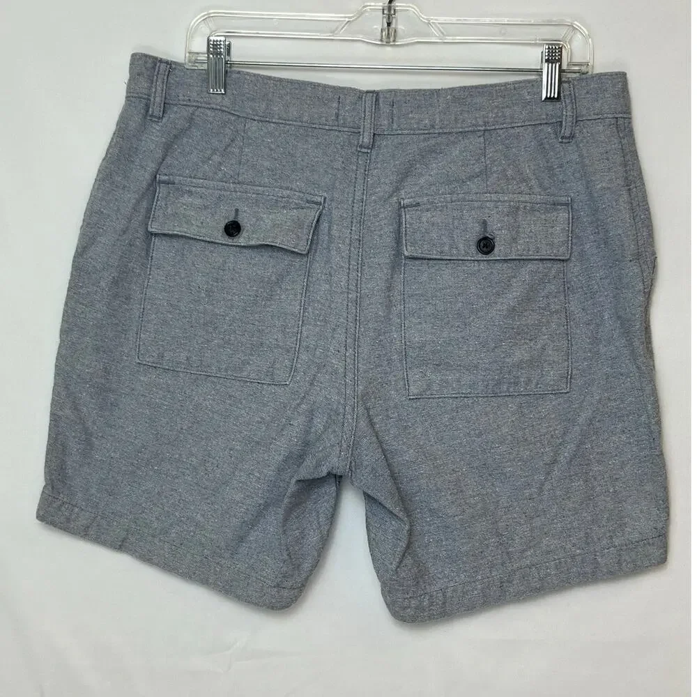 Taylor Stitch Men 35 Blue Textured Stretch Preppy Shorts Premium Casual Chino